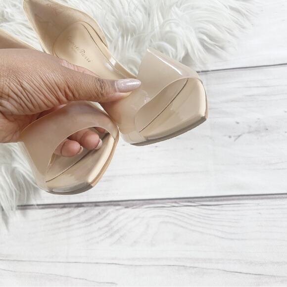Gianvitto Rossi Bree Womens Patent Leather and PVC Peep-Toe Pumps in tan Size 42 - Picture 9 of 13